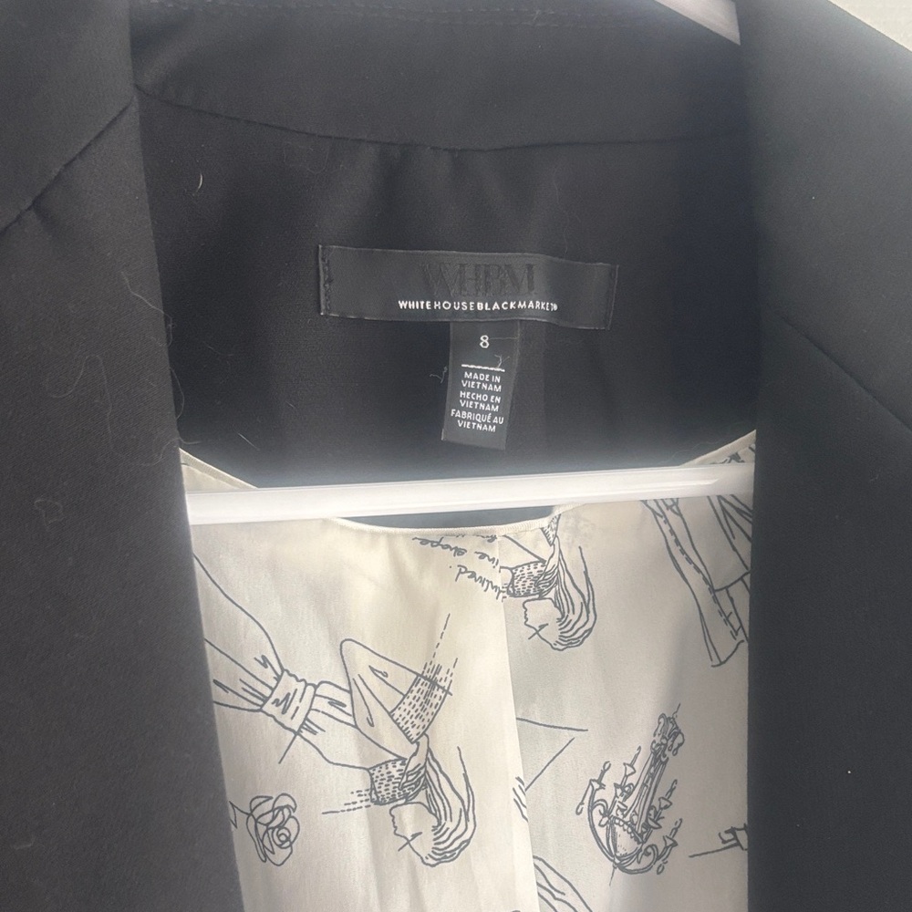 White House Black Market Black Jacket with Illustrated Lining
